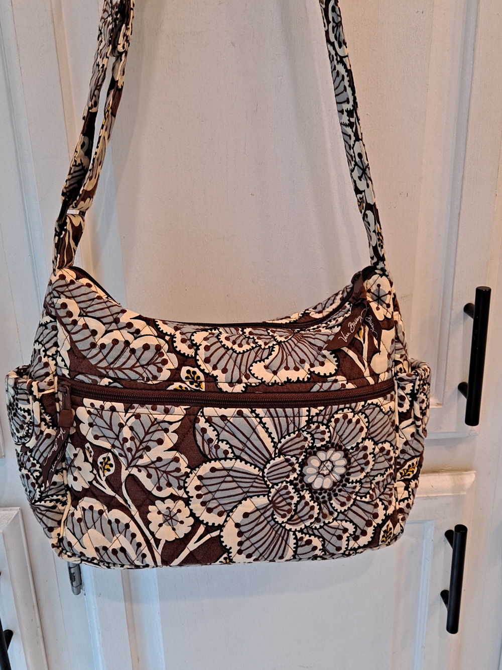 Vera Bradley On The Go Retired Slate Blooms Floral Cotton Quilted Shoulder Bag
